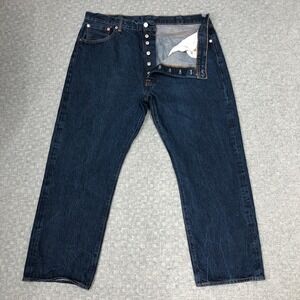 Levis 501 Jeans Mens 40x30 Blue Medium Wash Button Fly Straight Leg Denim Casual